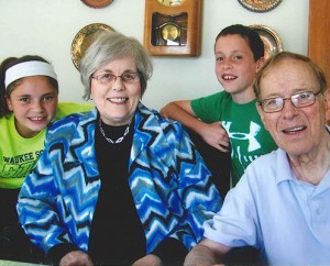  Dorothy and Raymond with two of their grandchildren, Macy and Owen Weiss; photo courtesy of Dorothy and Raymond Weiss