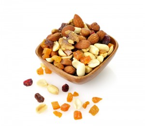 mixed dried fruit, nuts and seeds